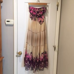Gorgeous Floral Ruffle Maxi Dress Small by Theme